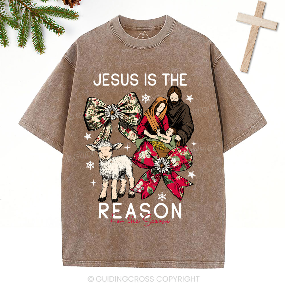 Jesus Is The Reason Christian Christmas Washed T-Shirt