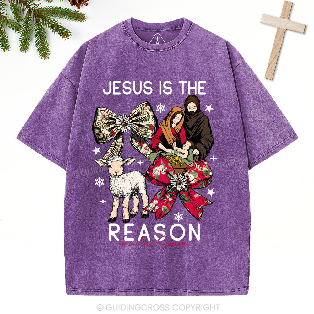 Jesus Is The Reason Christian Christmas Washed T-Shirt