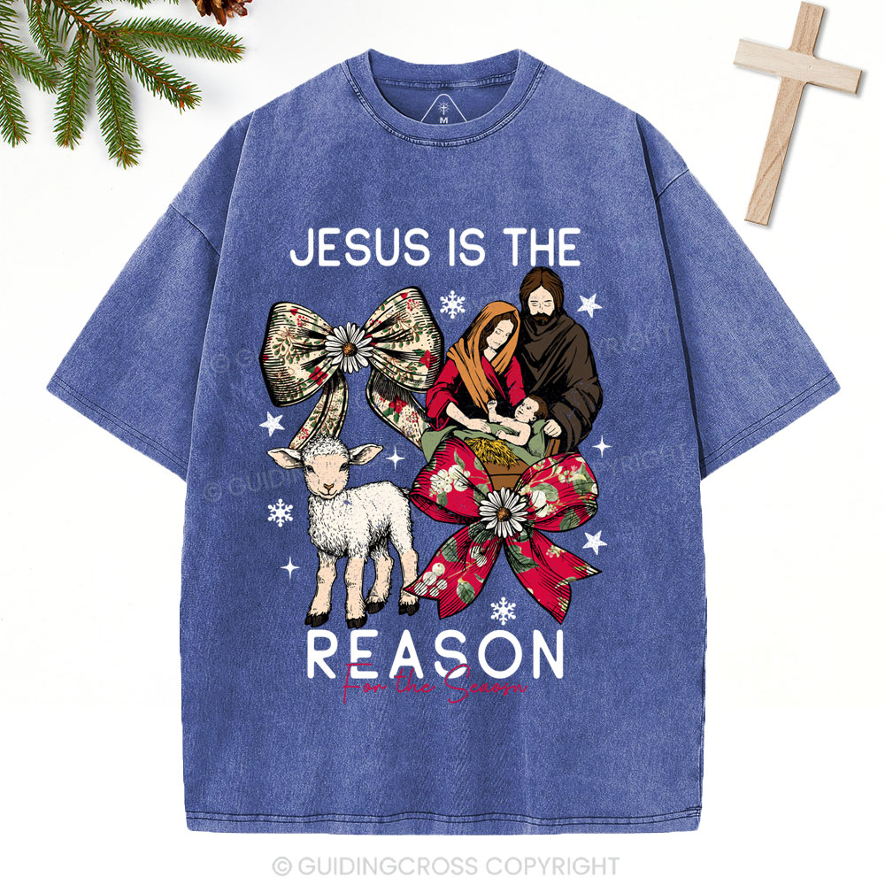 Jesus Is The Reason Christian Christmas Washed T-Shirt