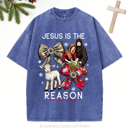 Jesus Is The Reason Christian Christmas Washed T-Shirt