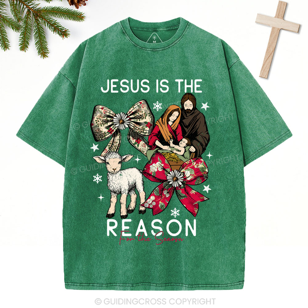 Jesus Is The Reason Christian Christmas Washed T-Shirt