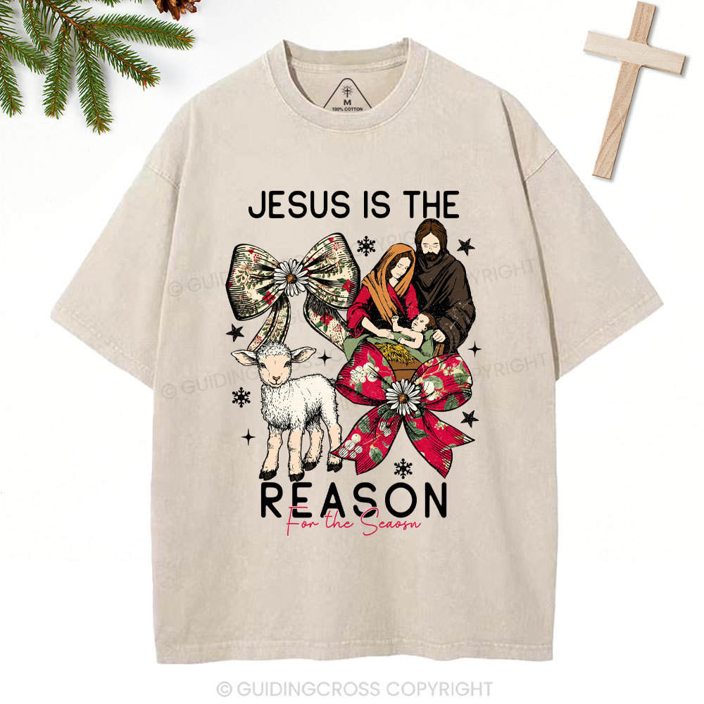 Jesus Is The Reason Christian Christmas Washed T-Shirt