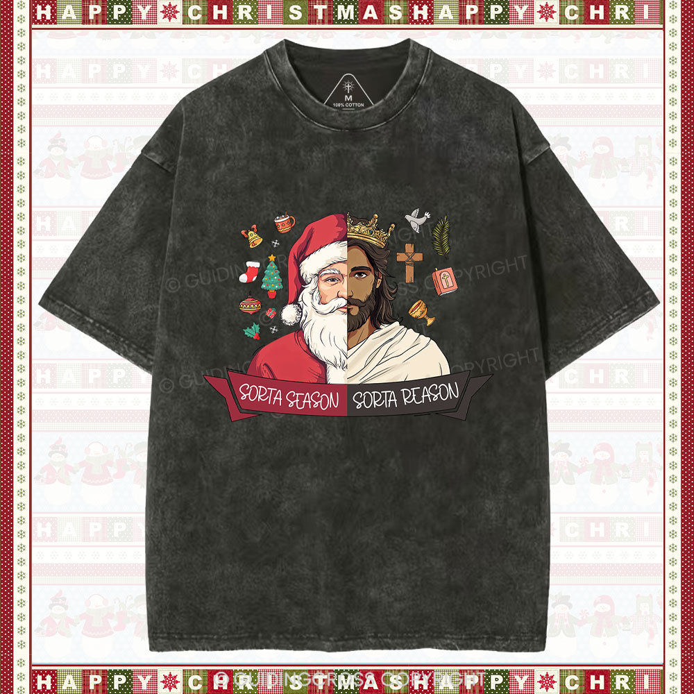 Jesus Is The Reason Christian Christmas Washed T-Shirt