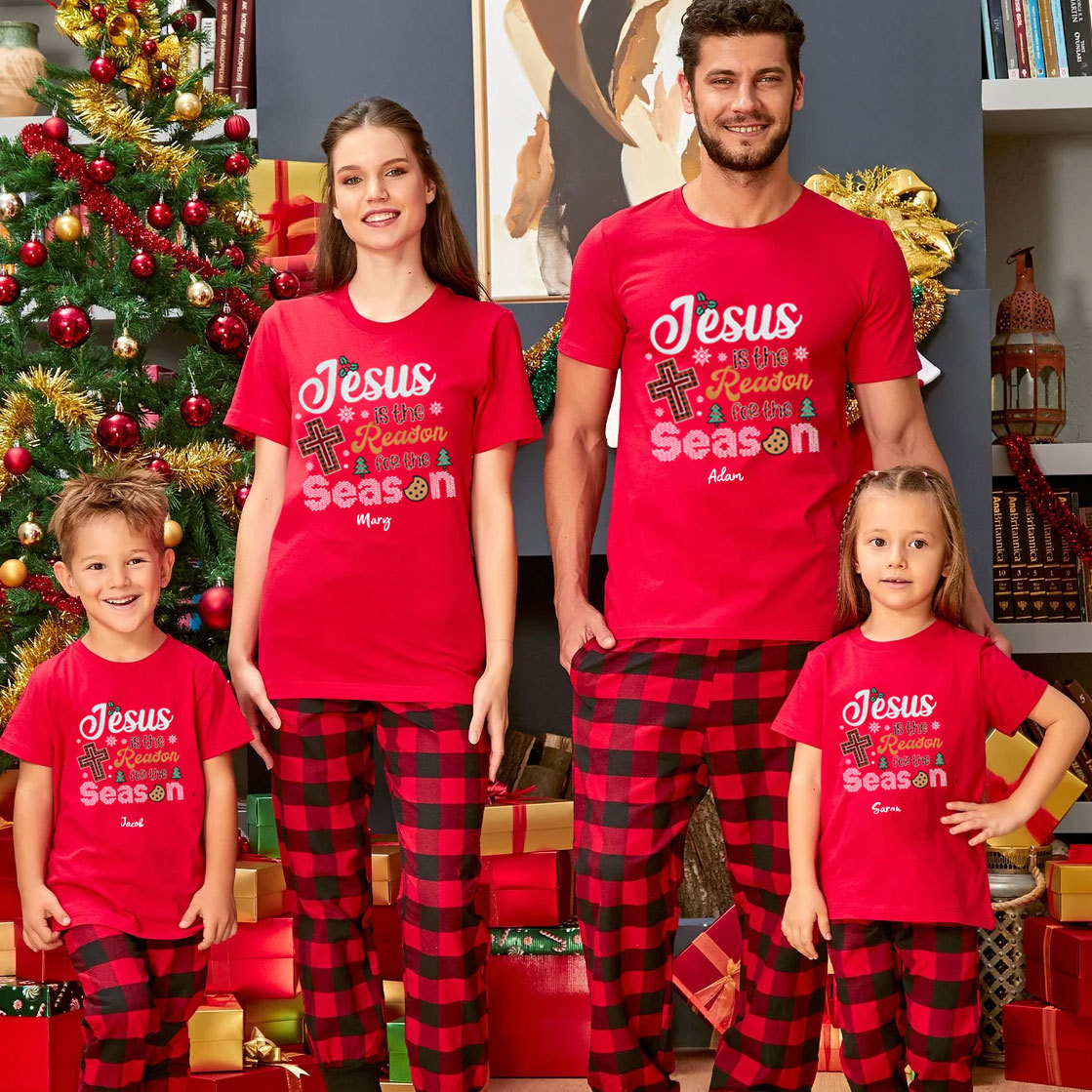 Personalized Jesus Is The Reason Christmas Family Matching Shirts