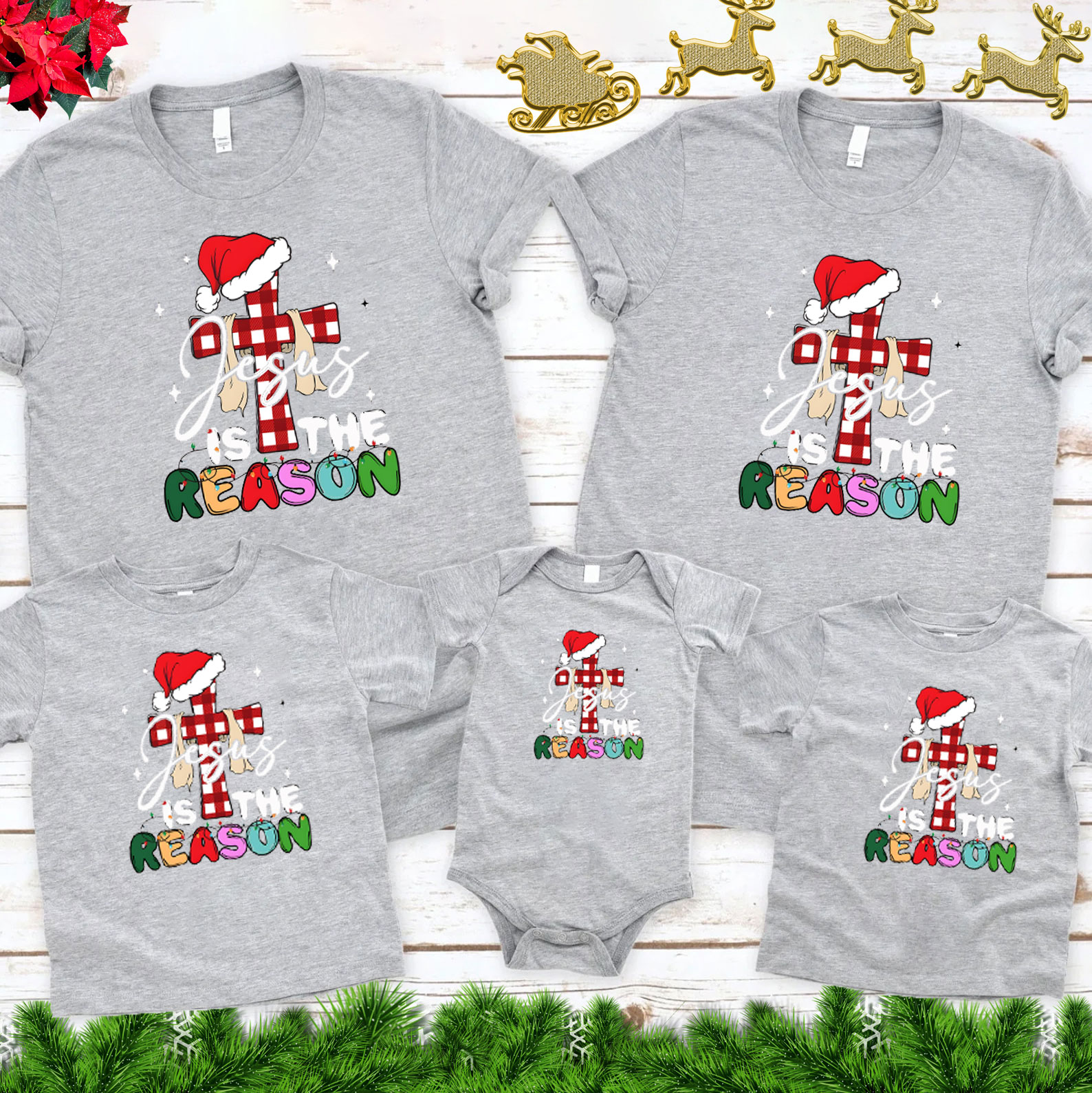 Jesus Is The Reason' Christmas Family Matching Shirts