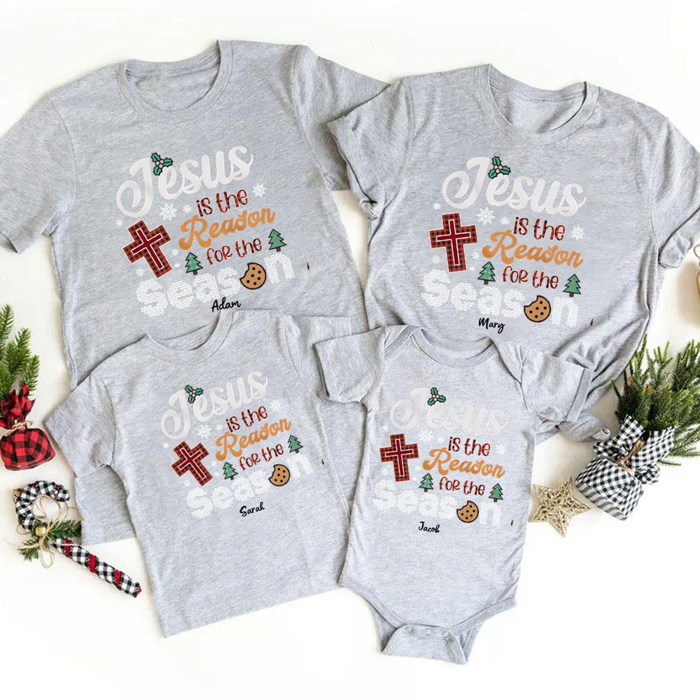 Personalized Jesus Is The Reason Christmas Family Matching Shirts
