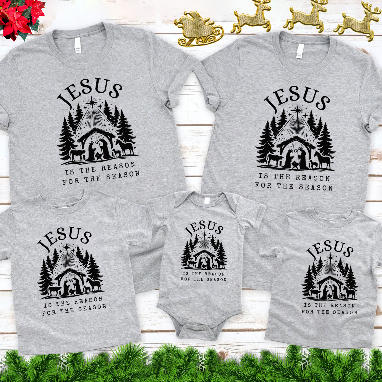 Jesus Is The Reason Christmas Family Matching Shirts