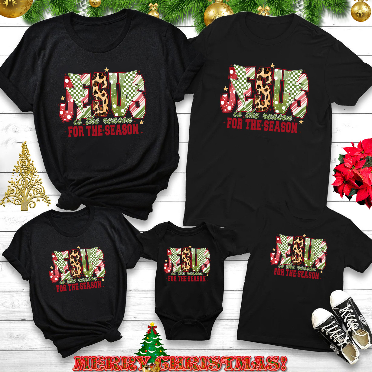 Jesus Is The  Reason Christmas Family Matching Shirts