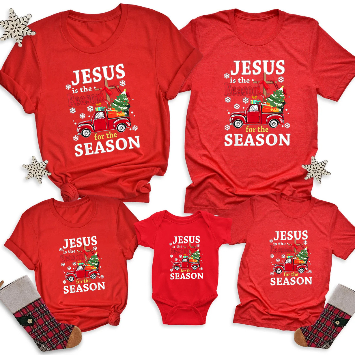 Jesus Is The Reason For Seanson Christmas Family Matching Shirts