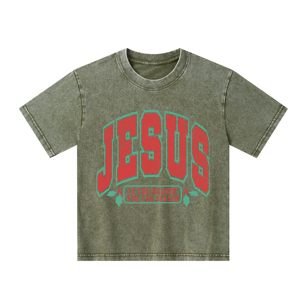 Jesus Is The Reason For The Season Christian Kid Washed T-Shirt