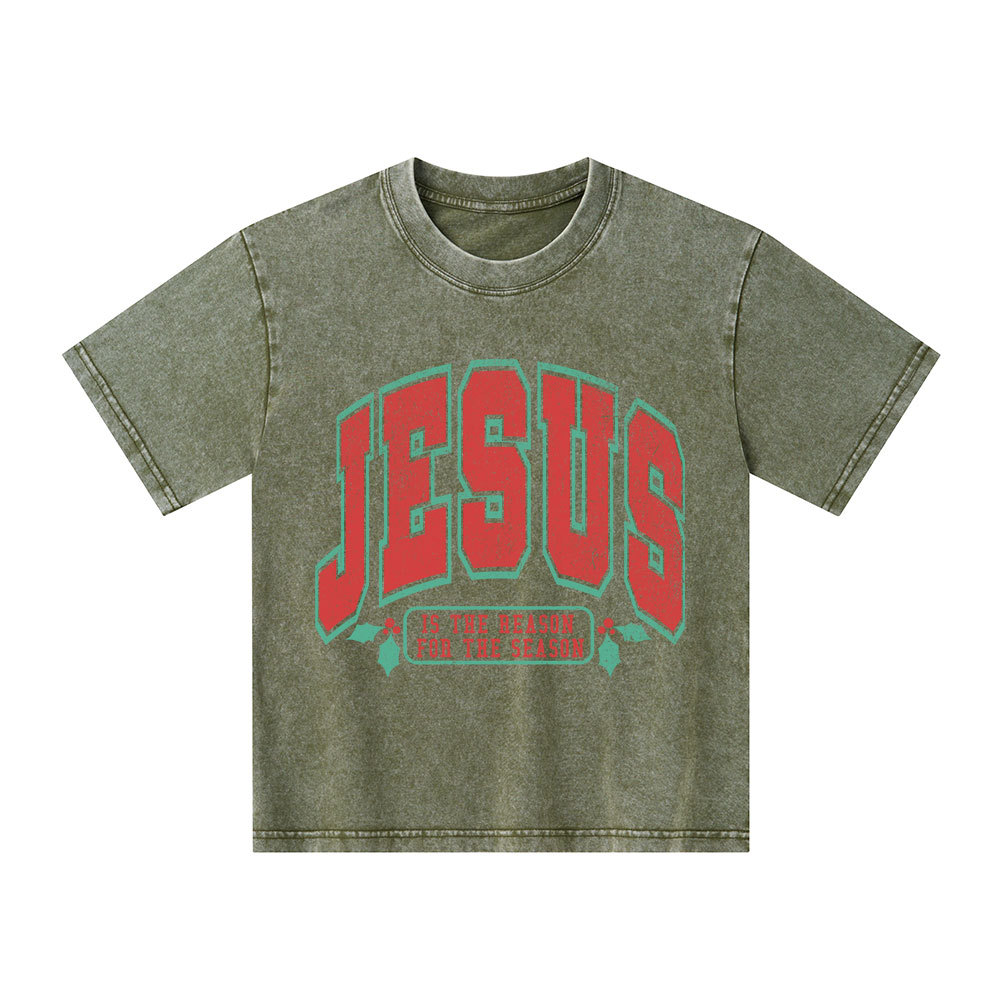 Jesus Is The Reason For The Season Christian Kid Washed T-Shirt