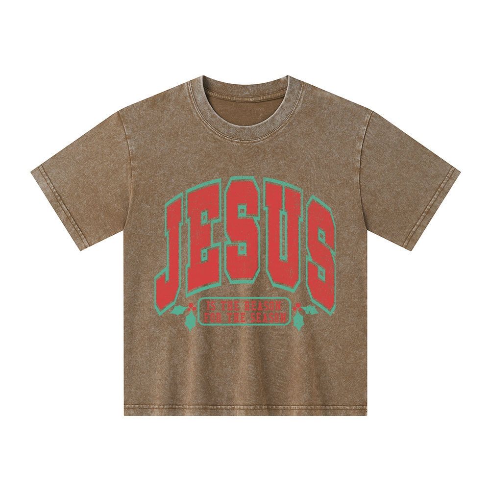 Jesus Is The Reason For The Season Christian Kid Washed T-Shirt