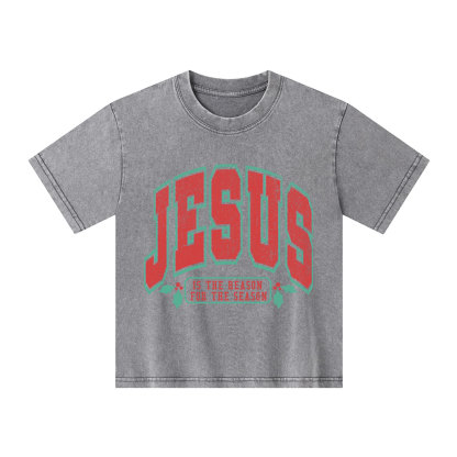 Jesus Is The Reason For The Season Christian Kid Washed T-Shirt