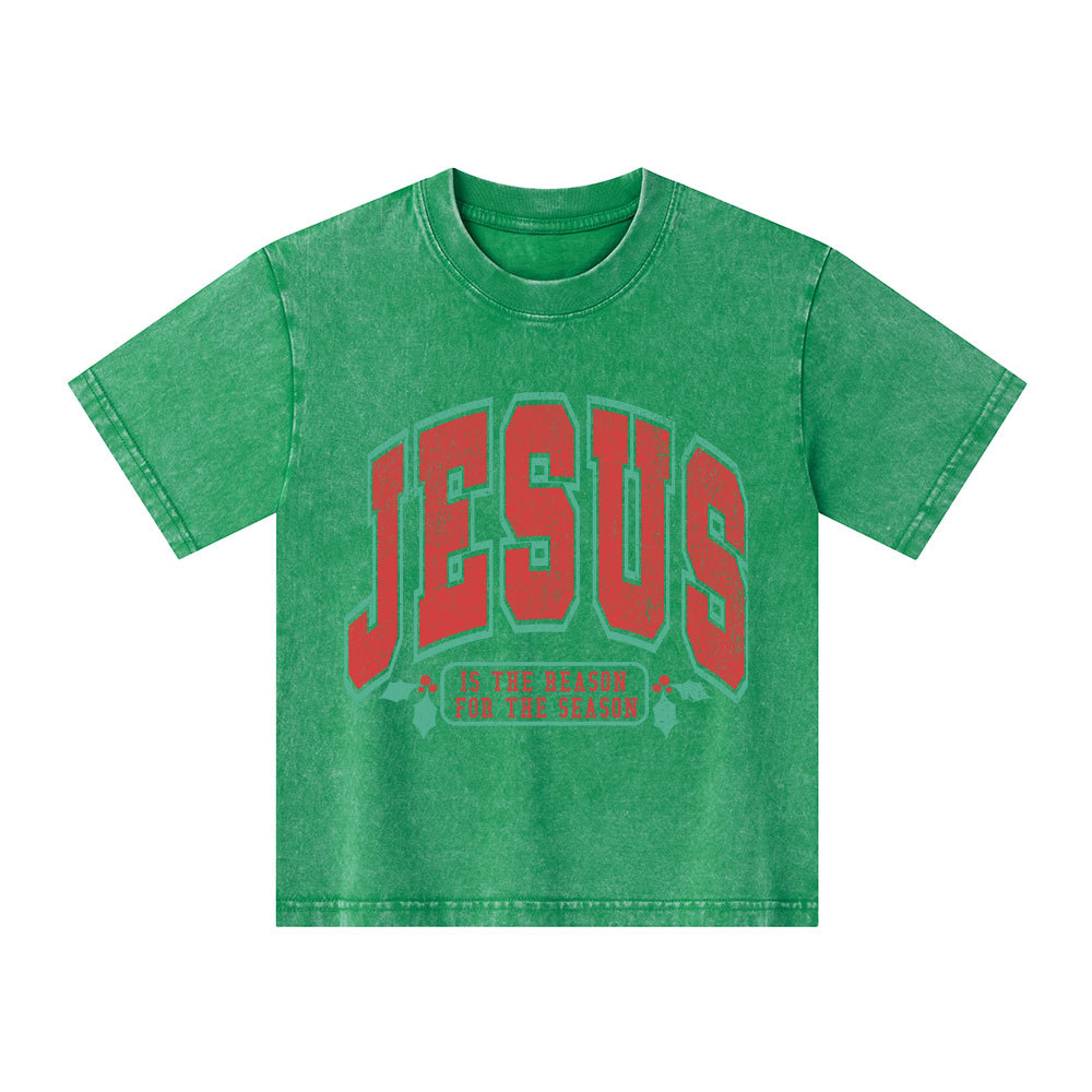 Jesus Is The Reason For The Season Christian Kid Washed T-Shirt