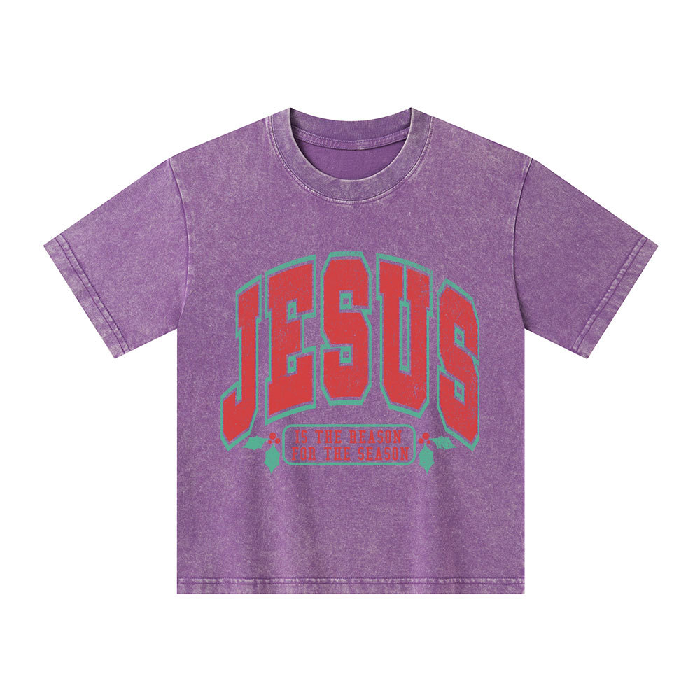 Jesus Is The Reason For The Season Christian Kid Washed T-Shirt