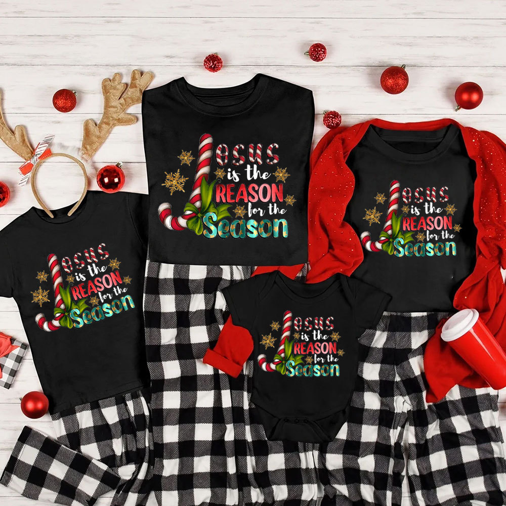 Jesus Is The Reason For The Season Christian Christmas Family Matching Shirts
