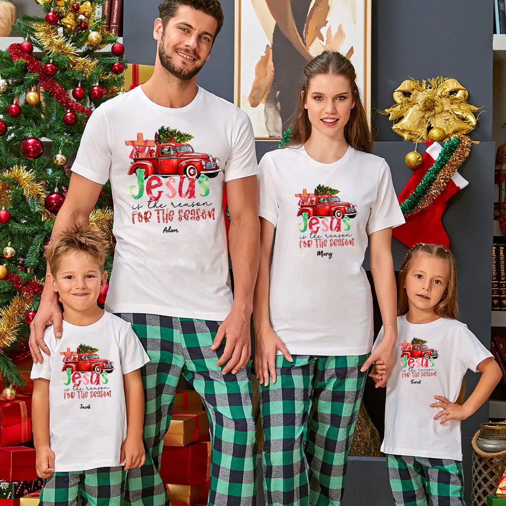 Jesus Is The Reason For The Season Christian Christmas Family Matching Shirts