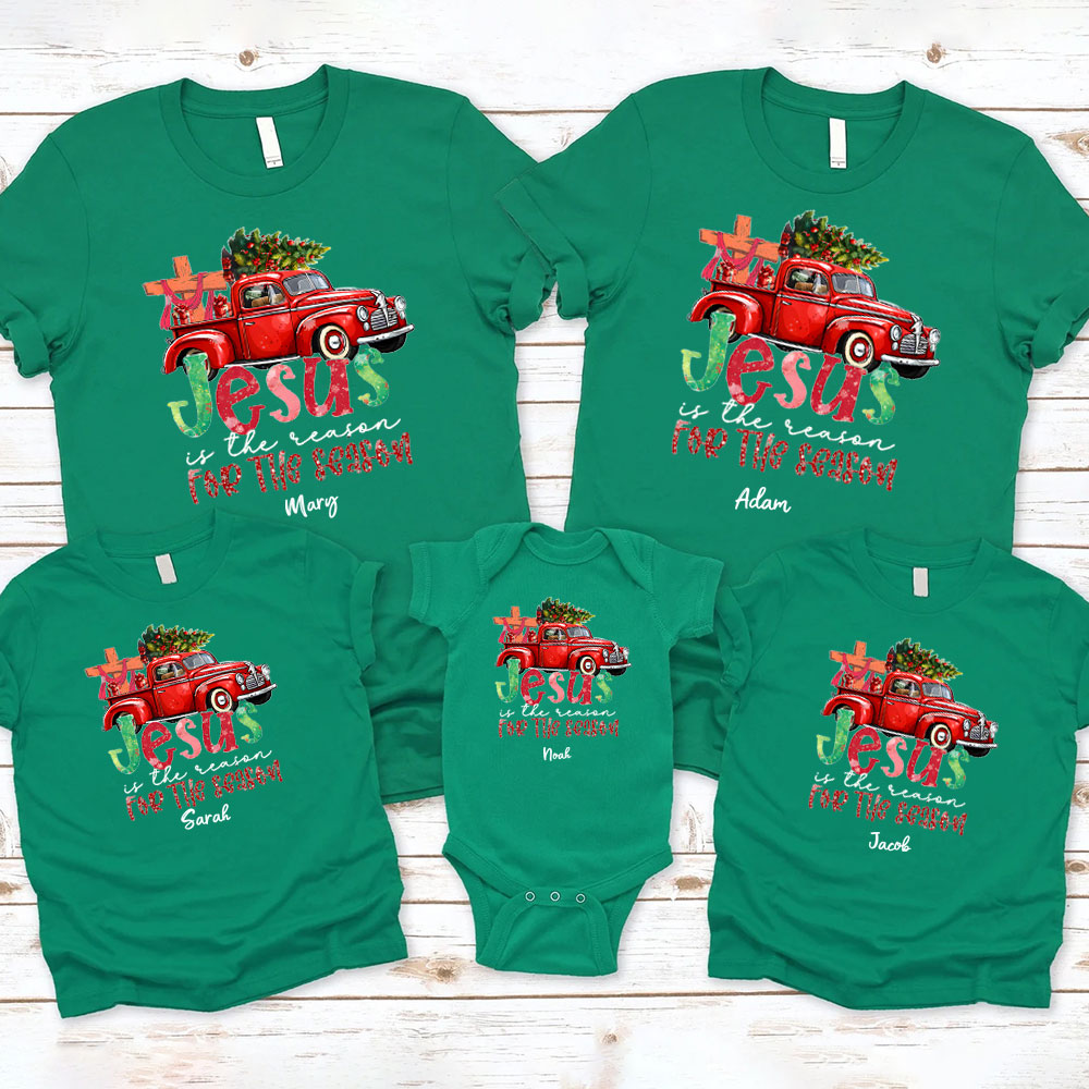 Jesus Is The Reason For The Season Christian Christmas Family Matching Shirts
