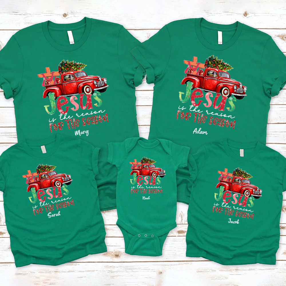Jesus Is The Reason For The Season Christian Christmas Family Matching Shirts