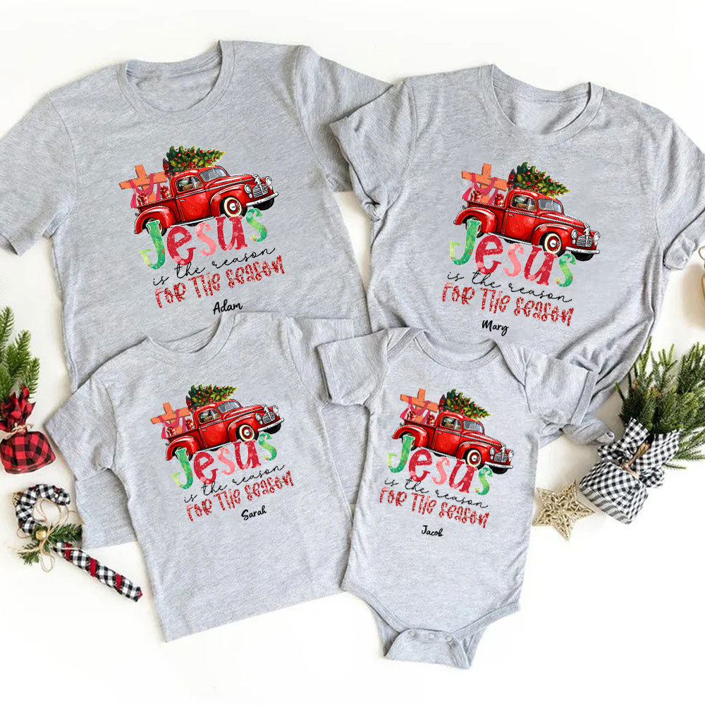 Jesus Is The Reason For The Season Christian Christmas Family Matching Shirts