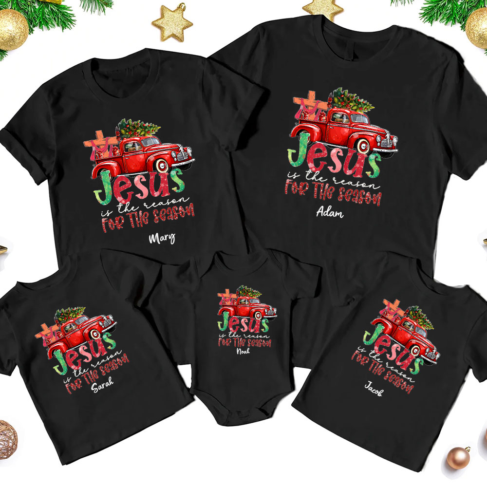 Jesus Is The Reason For The Season Christian Christmas Family Matching Shirts