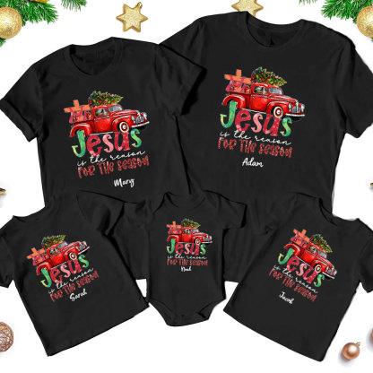 Jesus Is The Reason For The Season Christian Christmas Family Matching Shirts