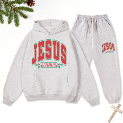 Jesus Is The Reason For The Season Christian Christmas Fleece Hoodie Set