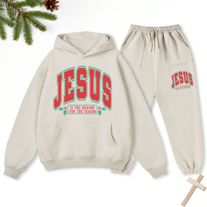 Jesus Is The Reason For The Season Christian Christmas Fleece Hoodie Set