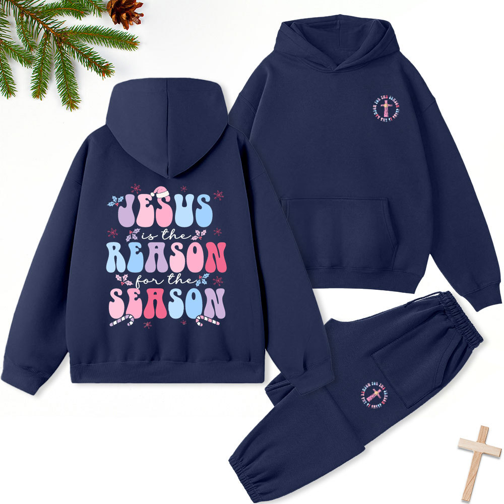 Jesus Is The Reason For The Season Christian Christmas Premium Fleece Hoodie Set