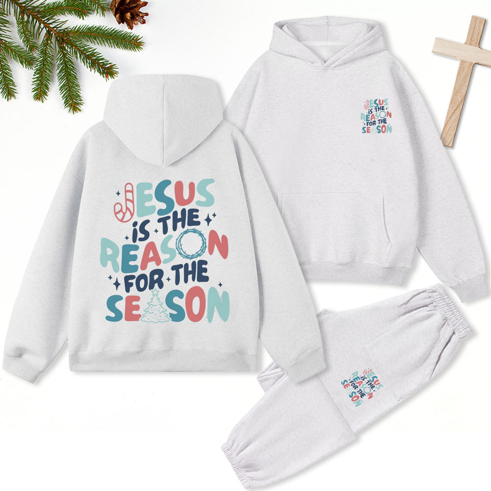 Jesus Is The Reason For The Season Christian Christmas Premium Fleece Hoodie Set