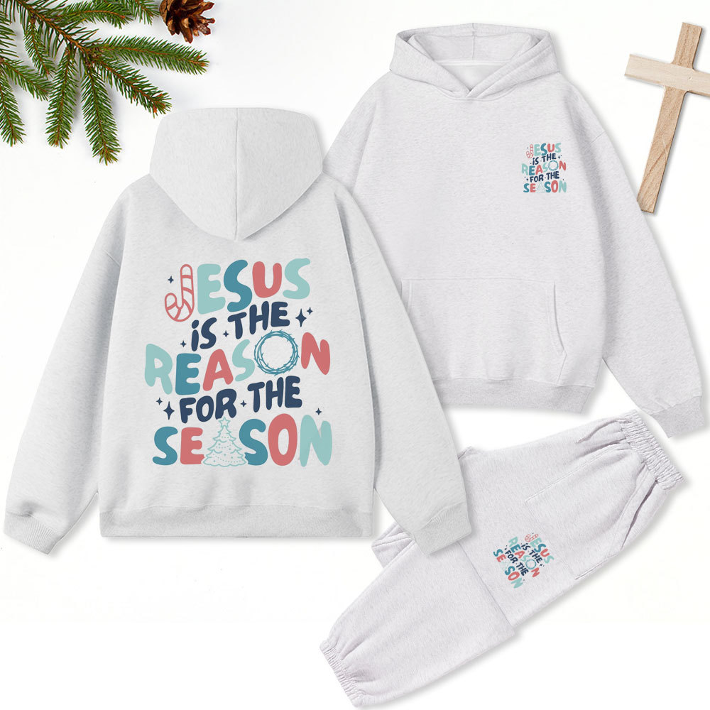 Jesus Is The Reason For The Season Christian Christmas Premium Fleece Hoodie Set