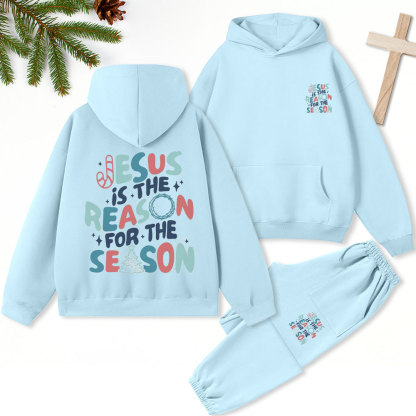 Jesus Is The Reason For The Season Christian Christmas Premium Fleece Hoodie Set