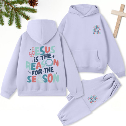 Jesus Is The Reason For The Season Christian Christmas Premium Fleece Hoodie Set