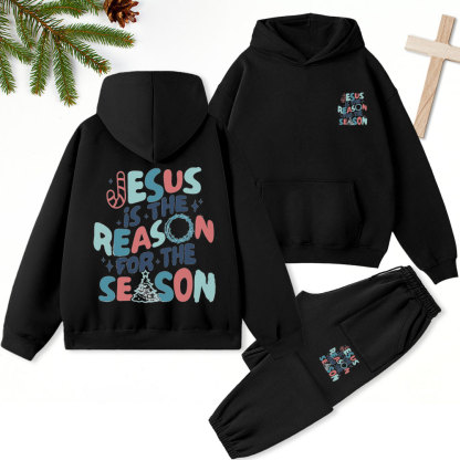 Jesus Is The Reason For The Season Christian Christmas Premium Fleece Hoodie Set