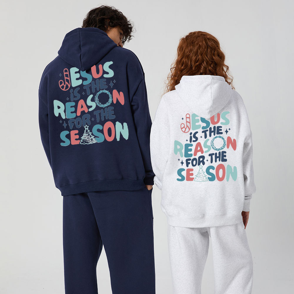 Jesus Is The Reason For The Season Christian Christmas Premium Fleece Hoodie Set