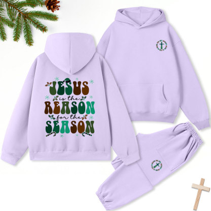 Jesus Is The Reason For The Season Christian Christmas Premium Fleece Hoodie Set