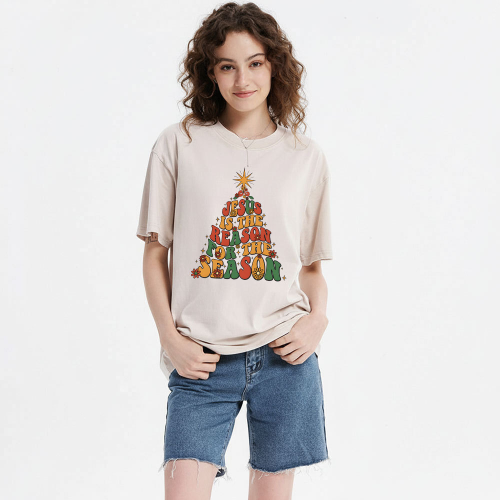 Jesus Is The Reason For The Season Christian Christmas Washed T-Shirt