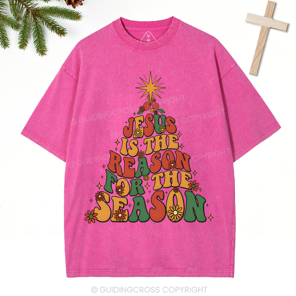 Jesus Is The Reason For The Season Christian Christmas Washed T-Shirt