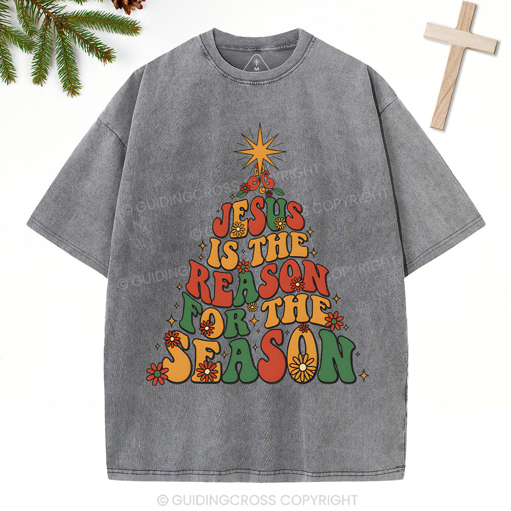 Jesus Is The Reason For The Season Christian Christmas Washed T-Shirt