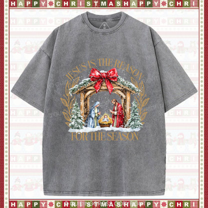 Jesus Is The Reason For The Season Christian Christmas Washed T-Shirt