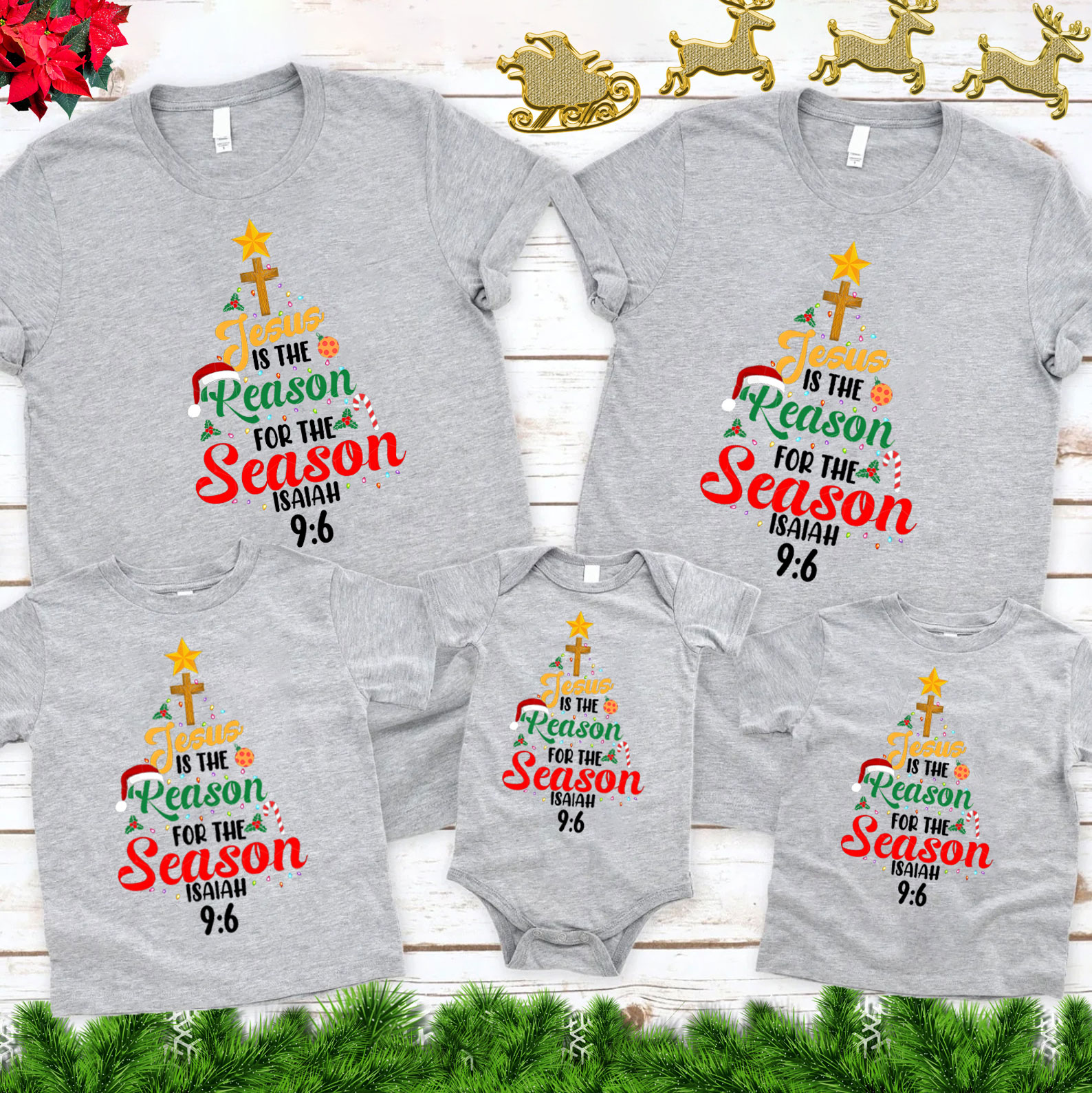Jesus Is The Reason For The Season Christian Family Matching Shirts 