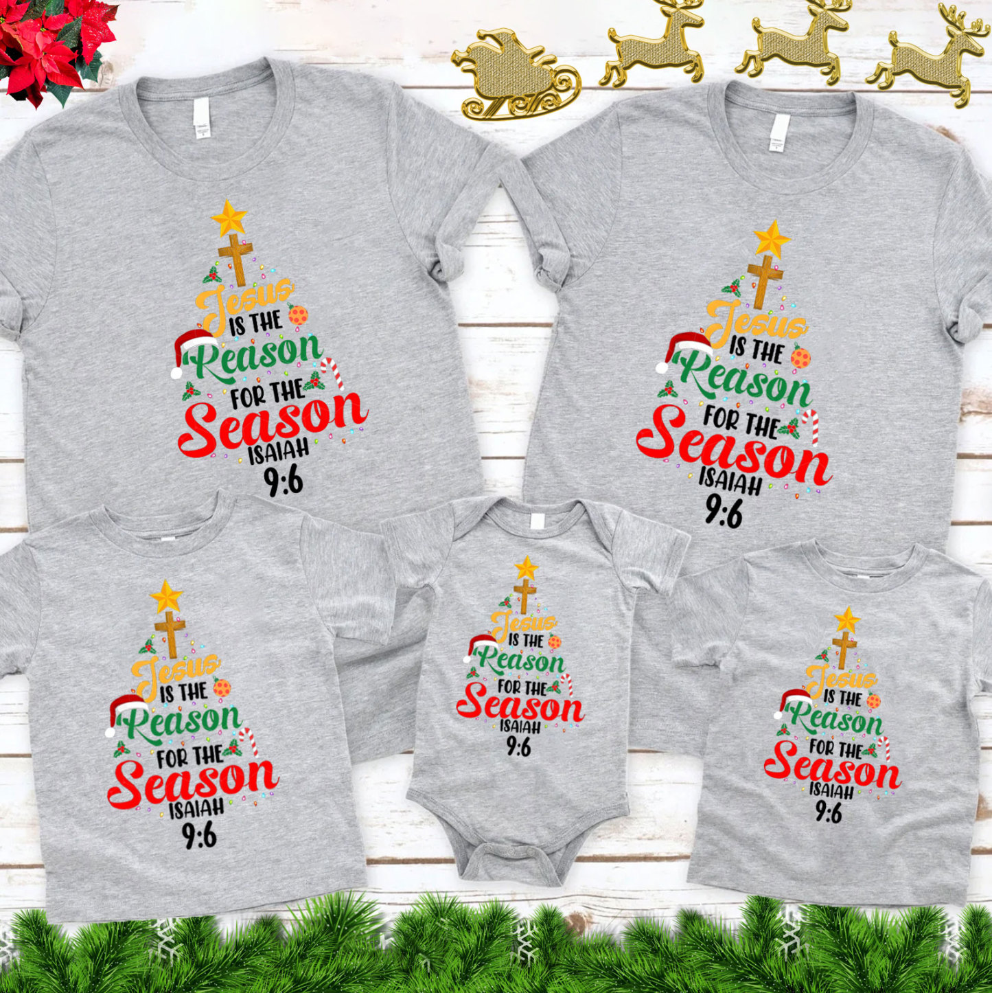 Jesus Is The Reason For The Season Christian Family Matching Shirts 