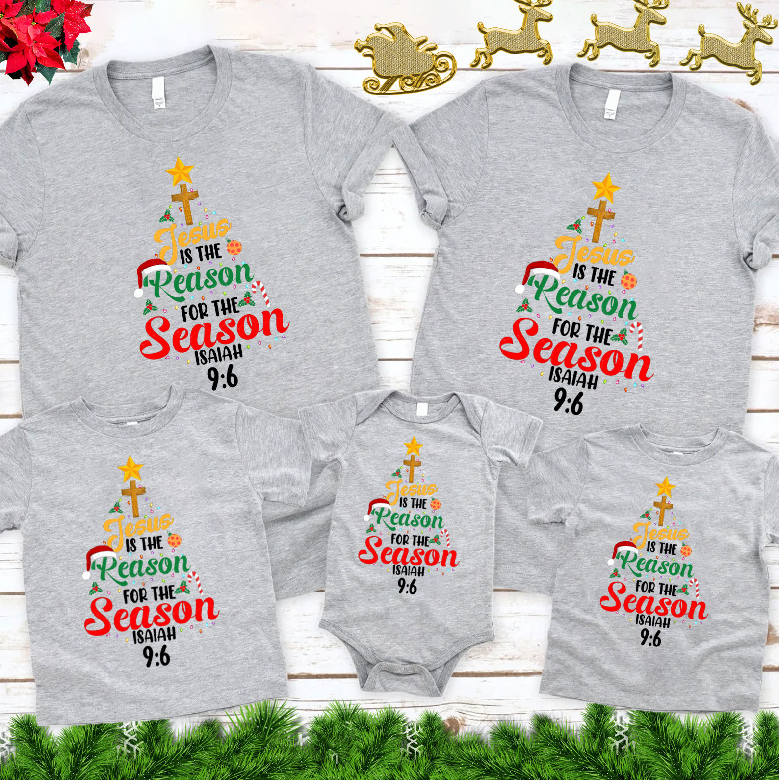 Jesus Is The Reason For The Season Christian Family Matching Shirts 