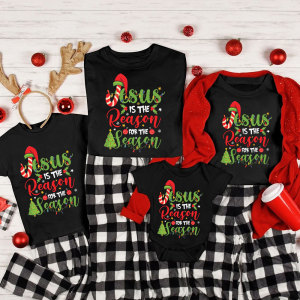 Image of Jesus Is The Reason For The Season Christian Christmas Family Matching Shirts