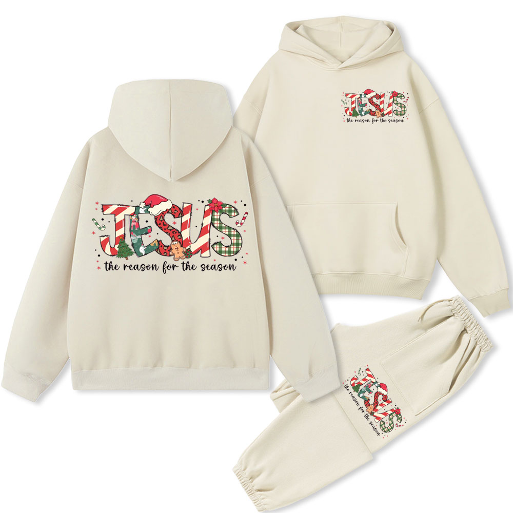 Jesus Is The Reason For The Season Christian Fleece Hoodie Set