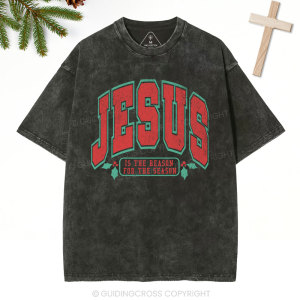 Image of Jesus Is The Reason For The Season Christian Washed T-Shirt