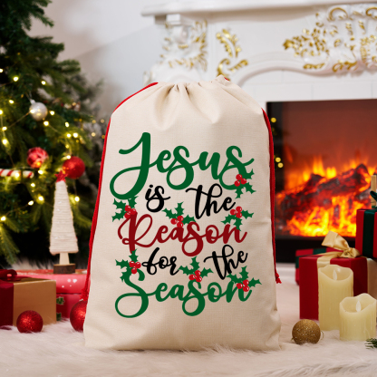 Jesus Is The Reason For The Season Christmas Canvas Gift Bags