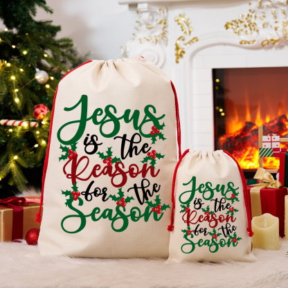 Jesus Is The Reason For The Season Christmas Canvas Gift Bags