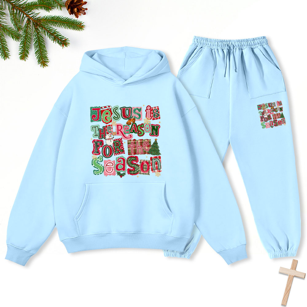 Jesus Is The Reason For The Season Christmas Christian Fleece Hoodie Set