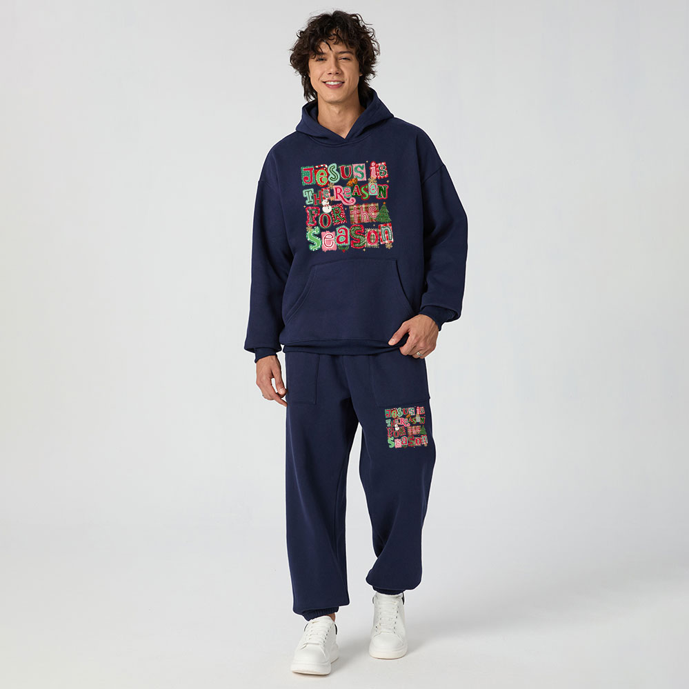 Jesus Is The Reason For The Season Christmas Christian Fleece Hoodie Set